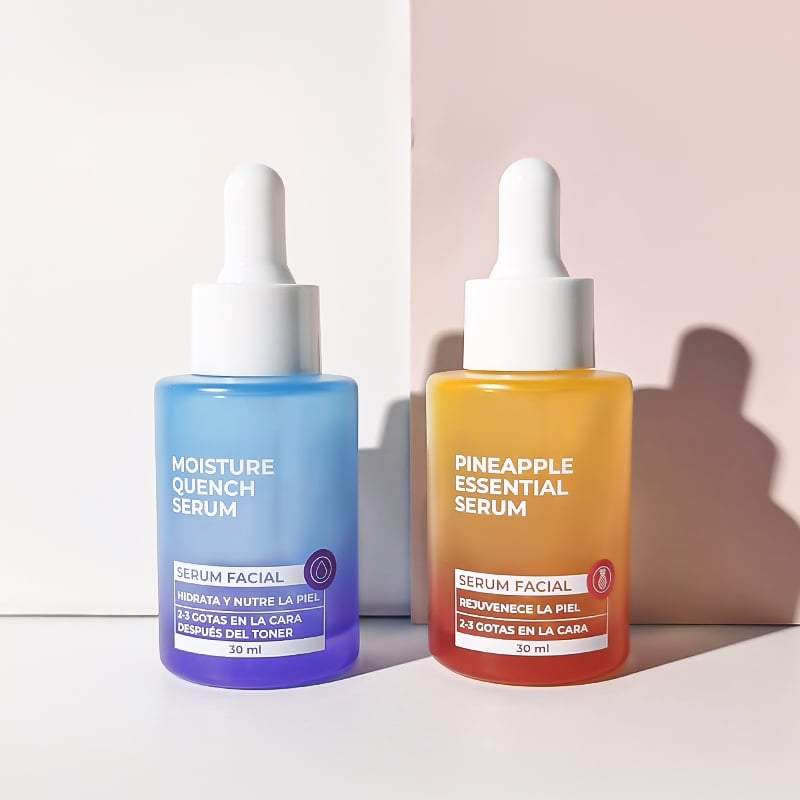 Colorful 30 ml Cosmetic Glass Serum Bottles with Dropper HY-2198