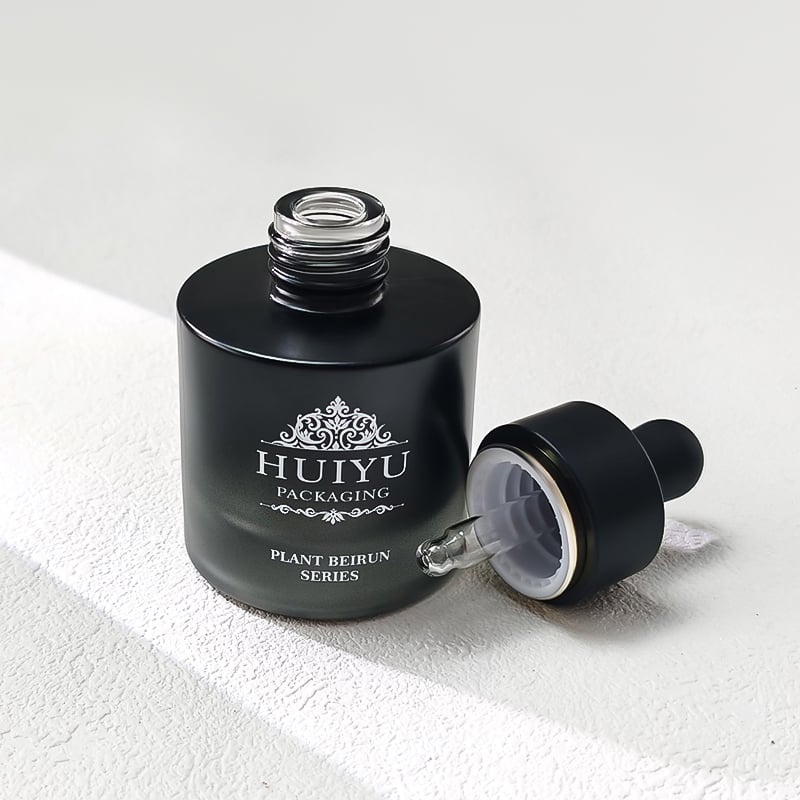 Empty 120ml 100ml 50ml 30ml black glass gradient face care emulsion bottles with pump HY-2465
