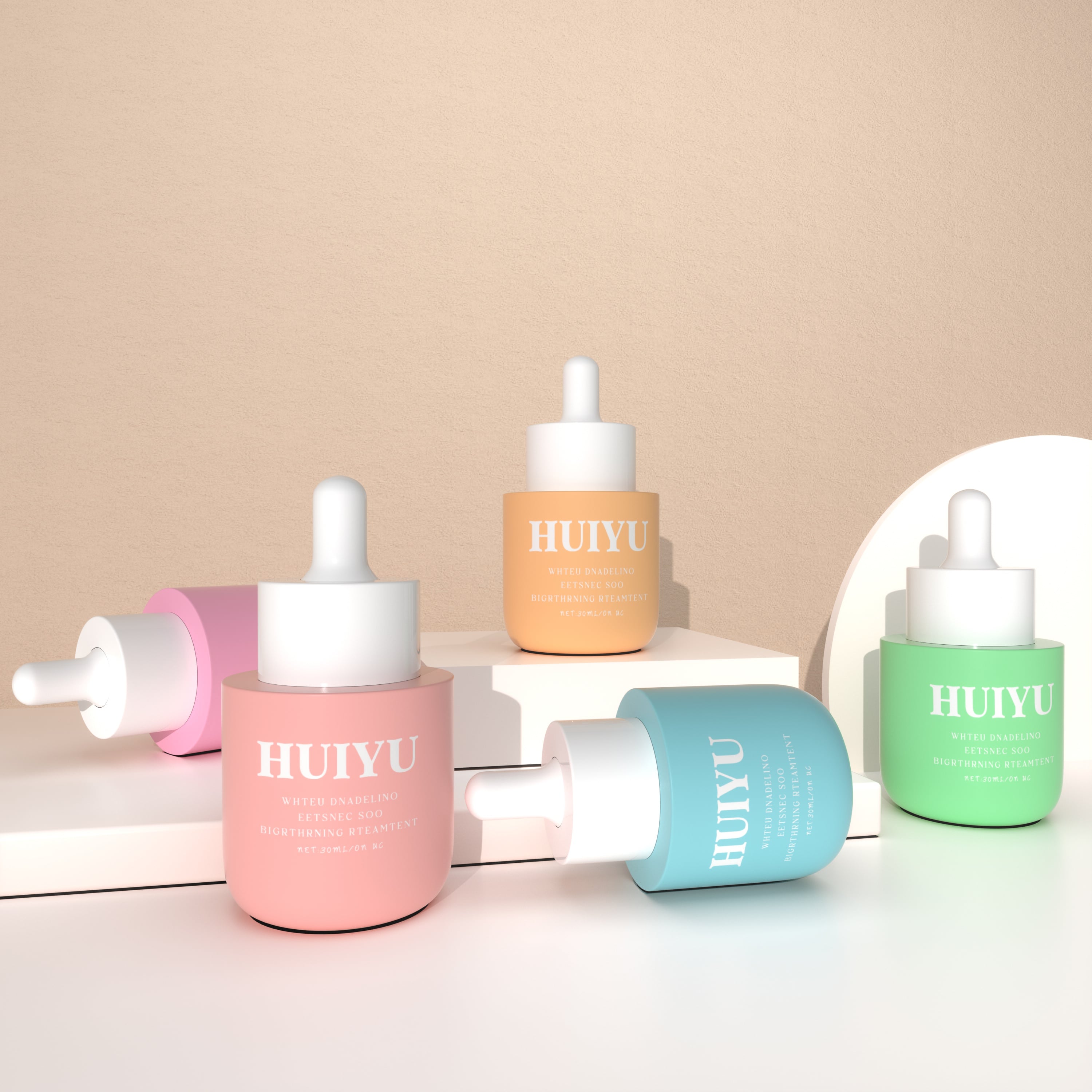 Colorful 30ml Silk Printing Pink Green Purple Skin Care Glass Essence Bottle with Dropper
