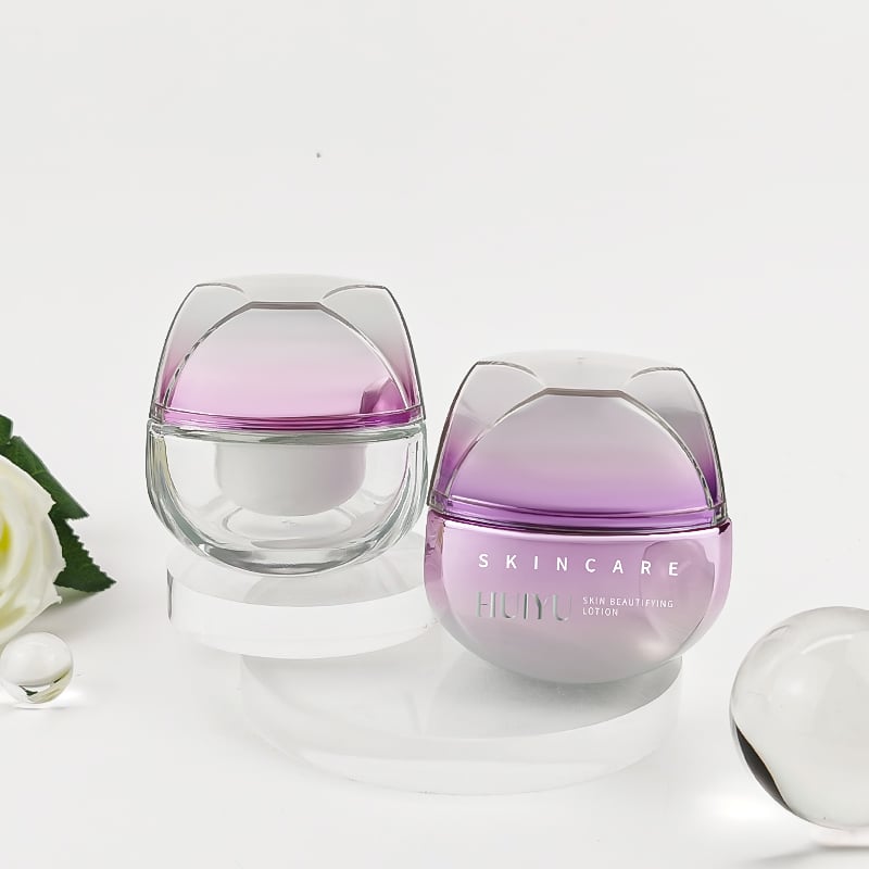 New Arrival Luxury Cosmetics Skincare Glass Cream Container pink 50g Cream Jar with Lids and Cap for Beauty Product