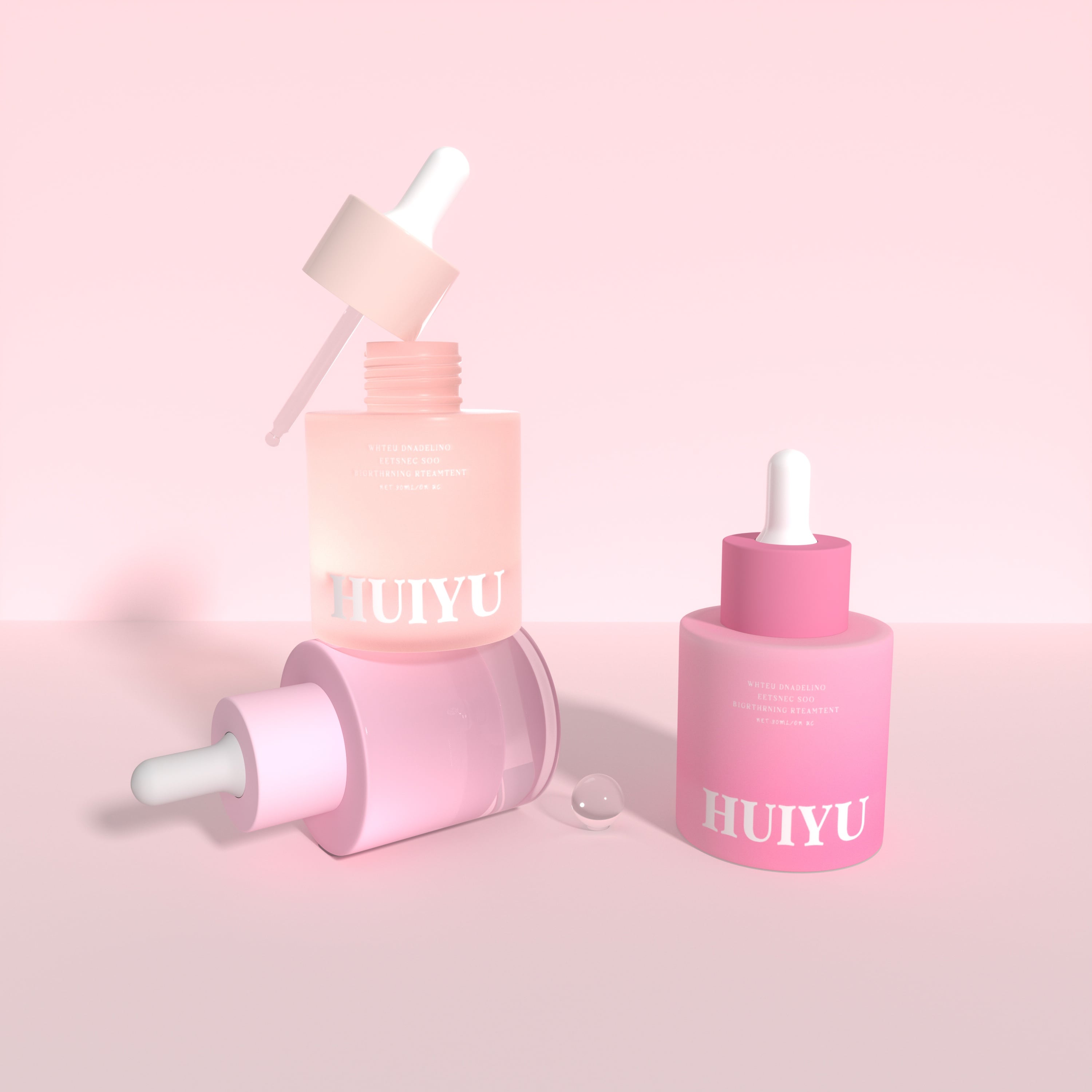 30ml Pink Premium Glass Skin Care Dropper Bottles