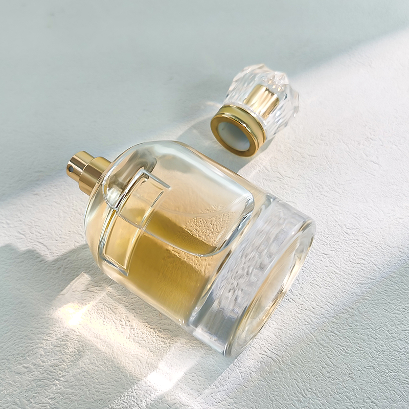 カスタム 高品質 ファッションシリンダー 豪華 100ml ラウンド ガラス香水ボトル アクリルキャップ付き