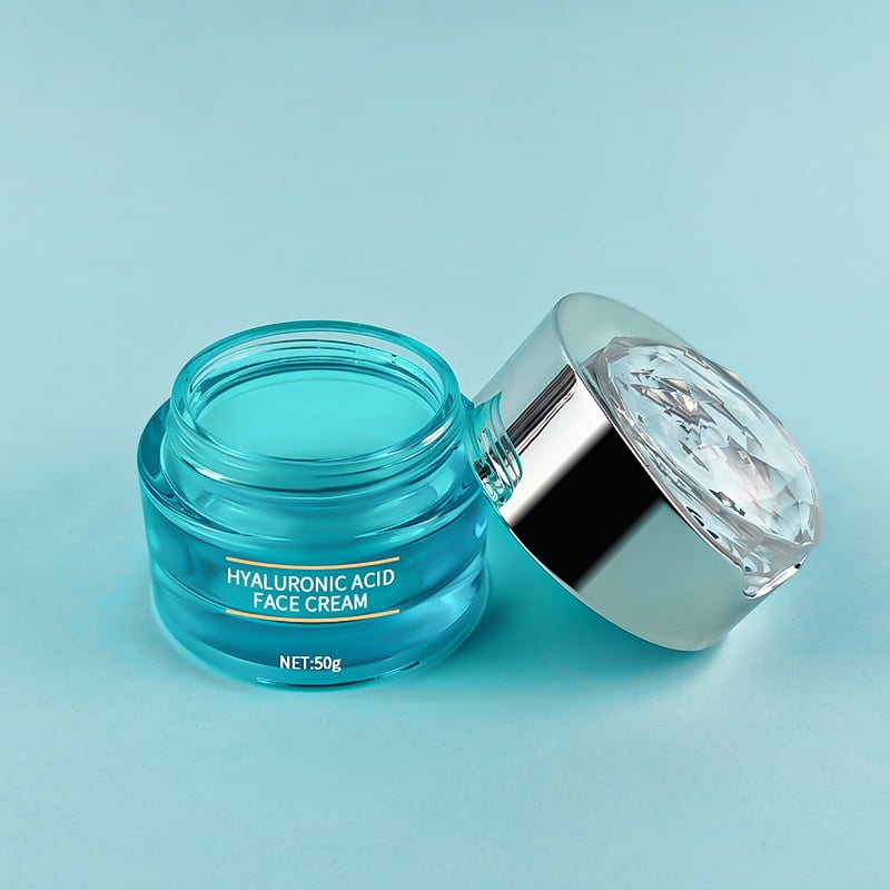 Custom Silk Print Blue Skincare Glass Lotion Bottle and Jar HY-2442