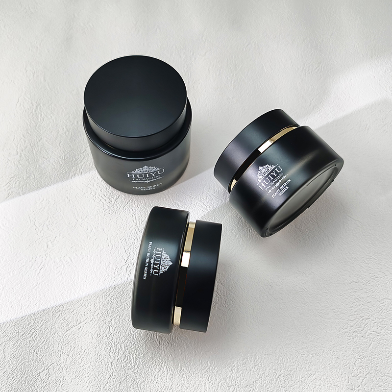 Empty 120ml 100ml 50ml 30ml black glass gradient face care emulsion bottles with pump HY-2465