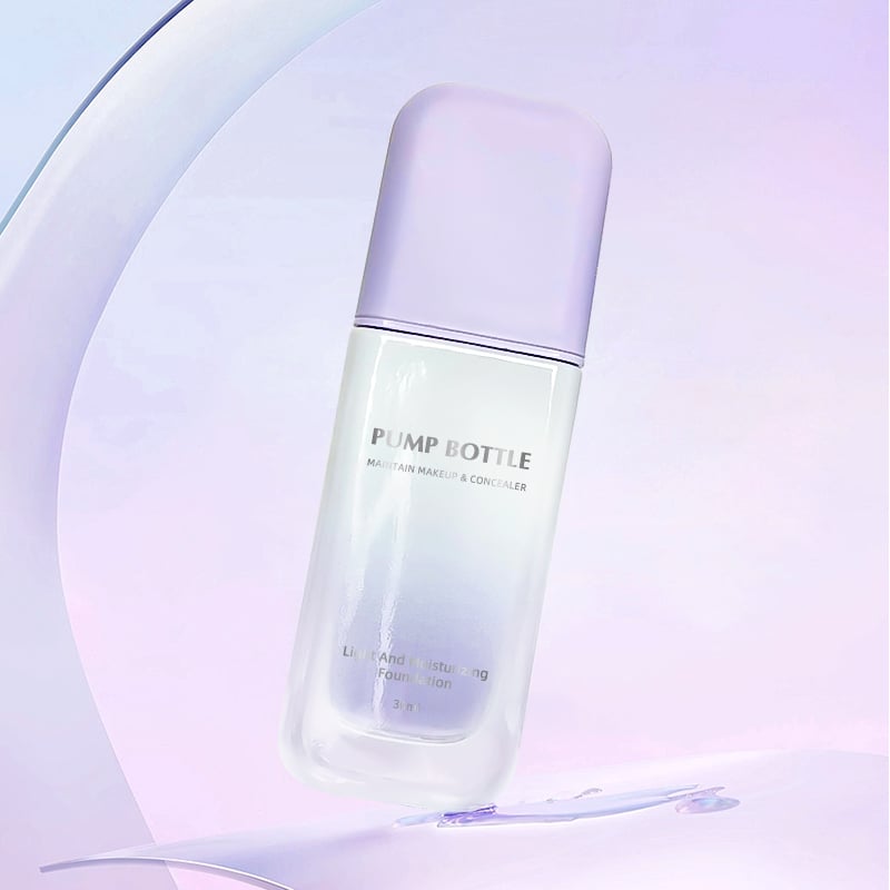Colorful Cute Flat 30ml Skincare Glass Lotion Bottle Foundation Skincare Face Lotion Empty Glass Bottles With Pump