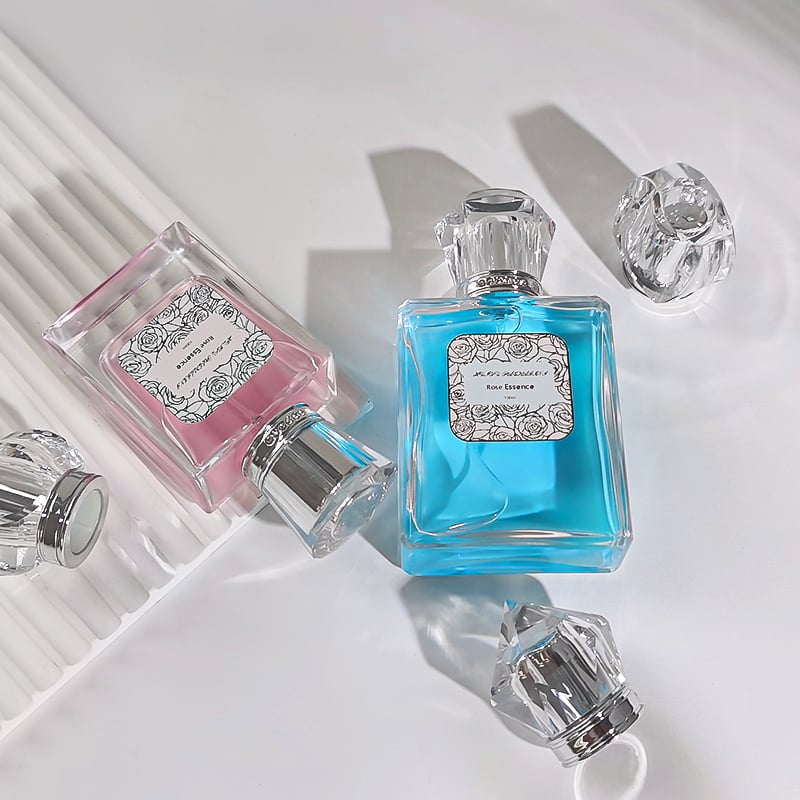 Custom 100ml Transparent Square Glass Perfume Bottle HY-S003