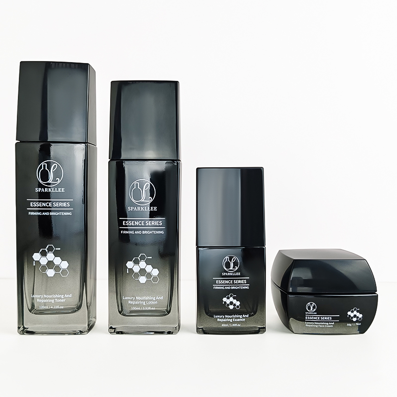Gradient Black Flat Glass Cosmetic Packaging Set HY-2445