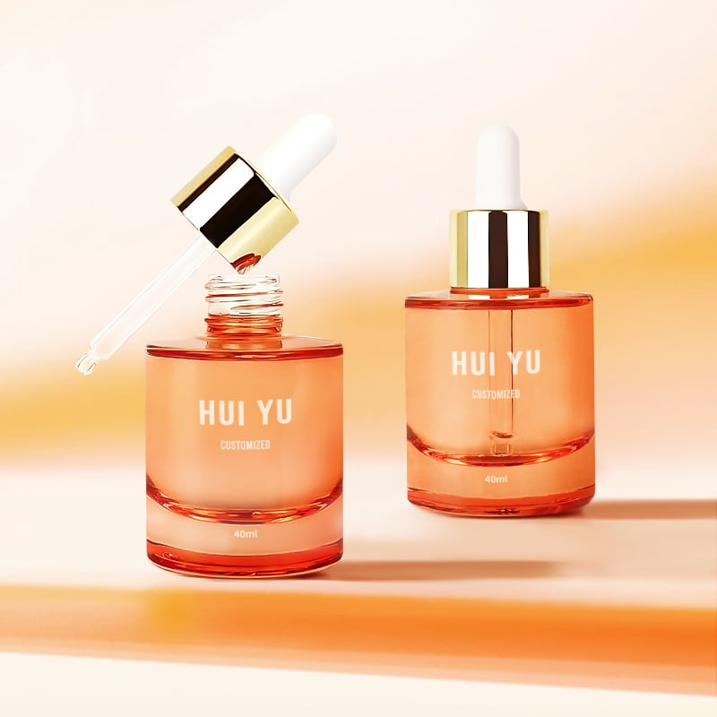 OEM Custom 40ml Glass Dropper Bottle Clear Surface for Private Label Skin Care Serum Gold Caps Box Packaging