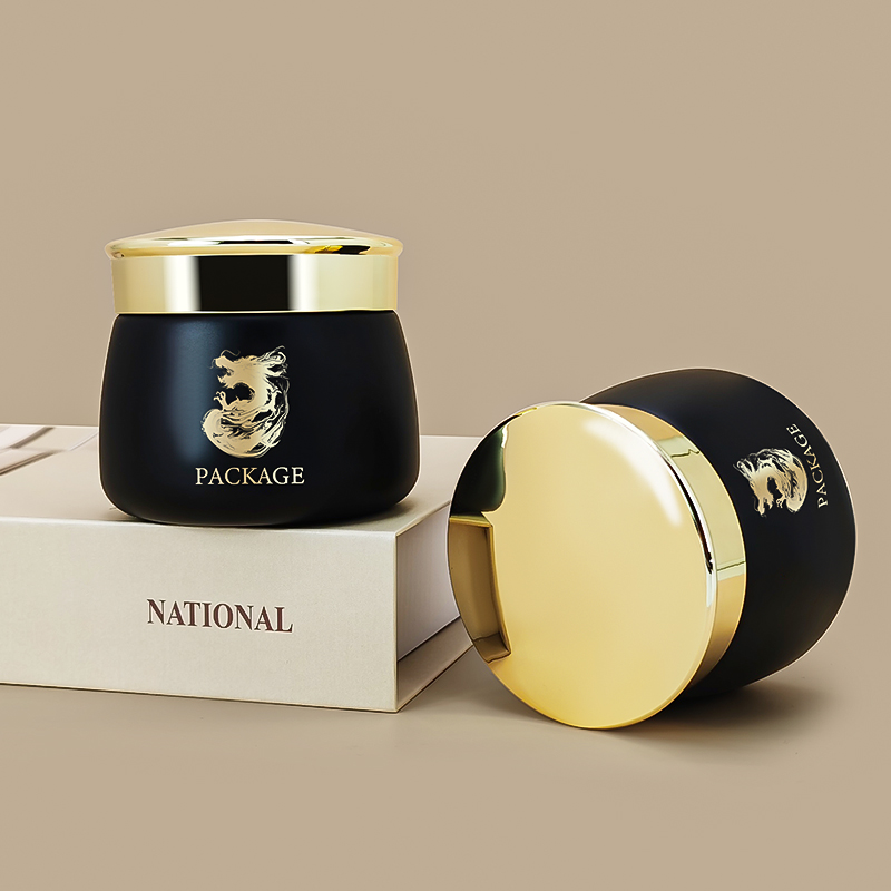 Luxury Gold Black Wide Mouth Skincare Cream Jar with Box HY-1865