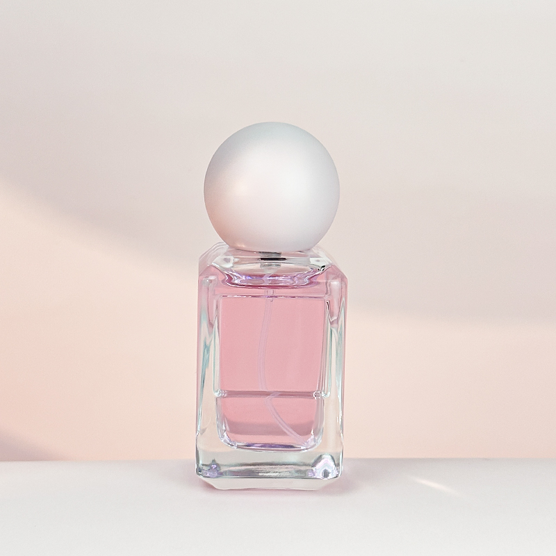 Empty Custom Logo Perfume Packaging Square Refillable 30 ml 50 ml Pink Glass Perfume Bottles