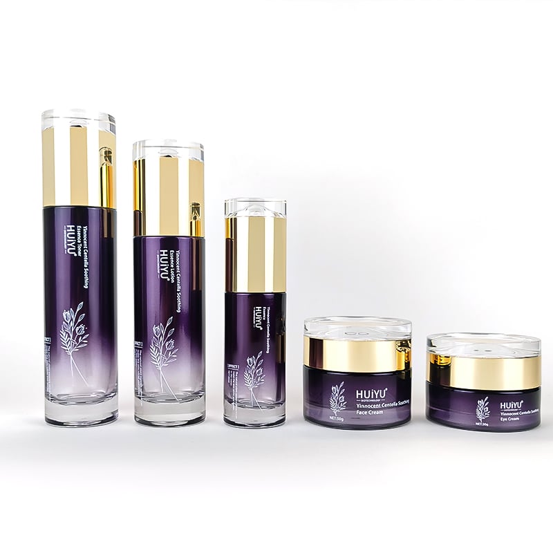 Cosmetic Bottle Manufacturers 5pcs Purple cosmetic glass bottle set HY-2462