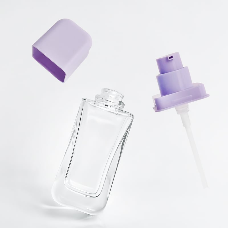 Colorful Cute Flat 30ml Skincare Glass Lotion Bottle Foundation Skincare Face Lotion Empty Glass Bottles With Pump