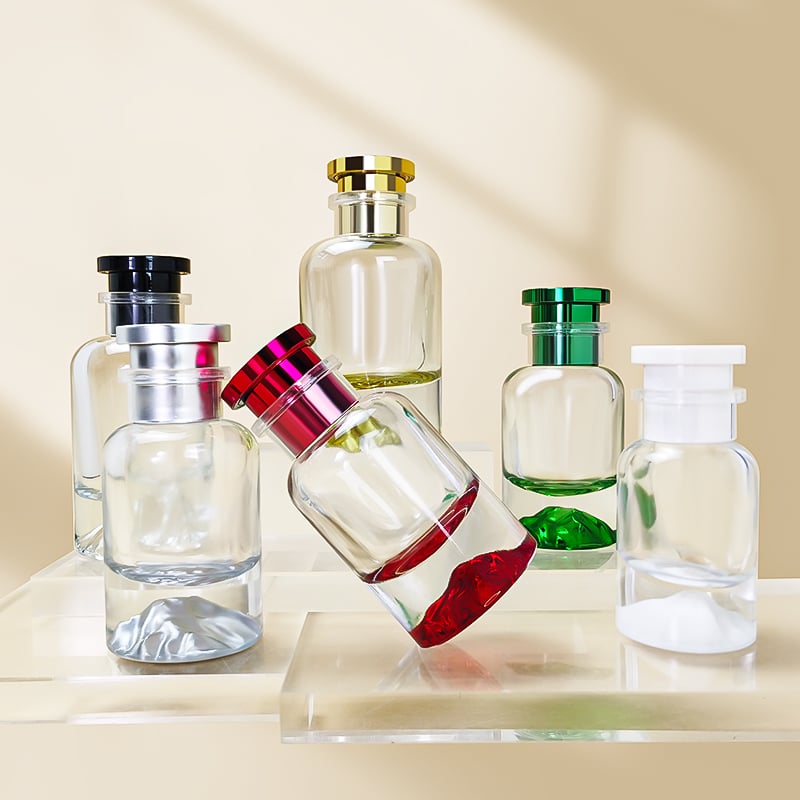 Fashion Heavy Base Mountain Stone Empty 30ml 50ml 100ml Cylinder Glass Perfume Bottles