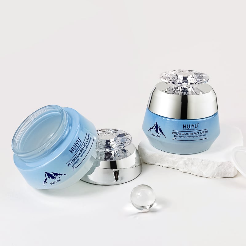 Manufacture Spraying Color Blue 50g Empty Cosmetic Jar Custom Face Cream Container with Cap and Lips