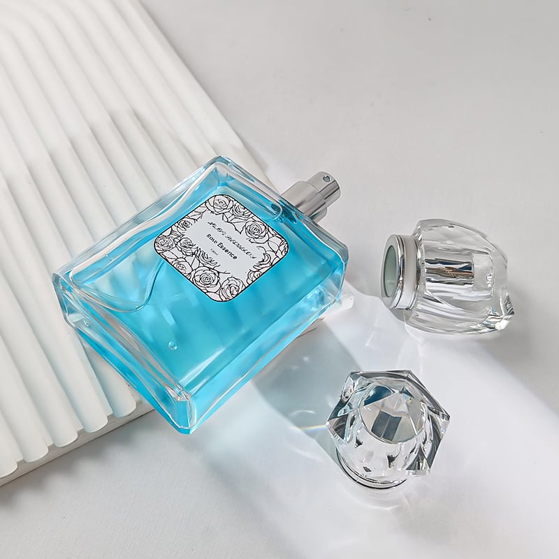 Custom 100ml Transparent Square Glass Perfume Bottle HY-S003