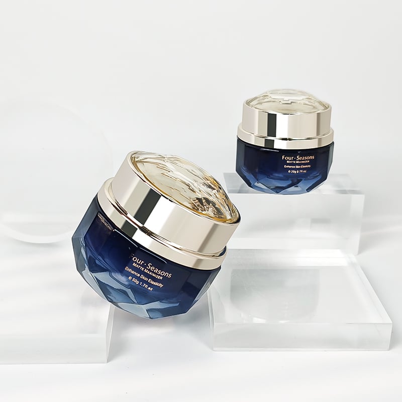 Luxury 30ml 50ml Face Eye Cream Glass Unique Cosmetic Container Jar with Lids and Aluminum Cap