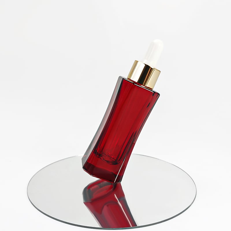 Red Unique Luxury Slim Skincare Serum Glass Bottle with Dropper HY-1907