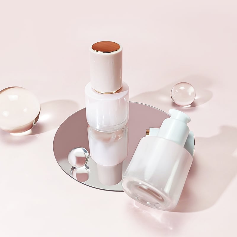 Wholesale Custom Cute Pink Pearly Lustre Glass Foundation Bottle with Pump HY-1899