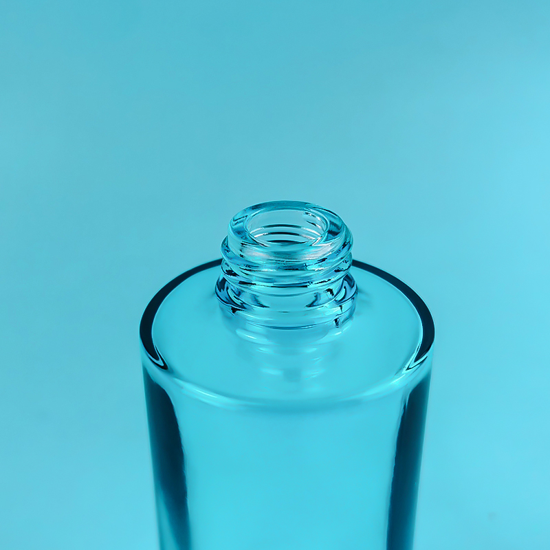 Custom Silk Print Blue Skincare Glass Lotion Bottle and Jar HY-2442
