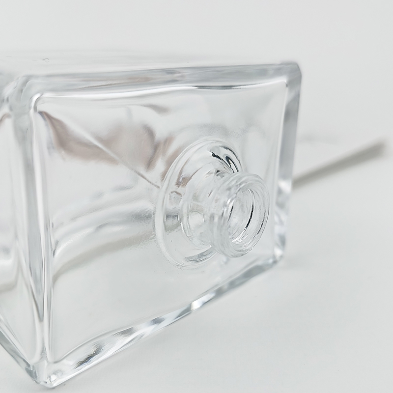 Clear Square Wooden Cap Perfume Glass Bottle HY-S001