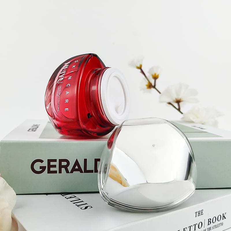 Attractive Red Gradient Face and Eye Cream Glass Jar Set HY-2450
