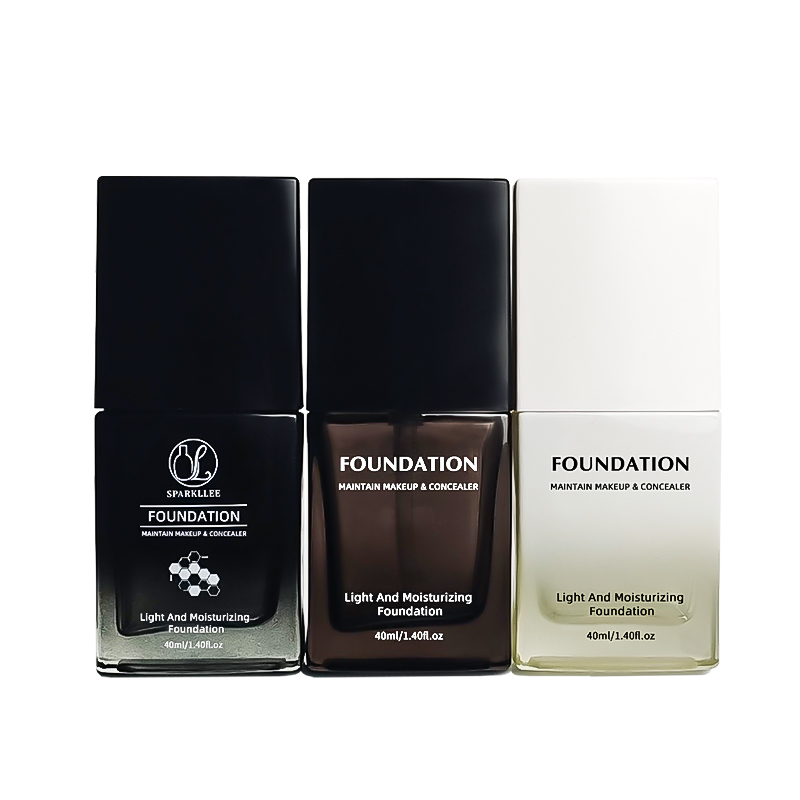 Custom 30ml Black Matte Liquid Foundation Bottle Flat Glass Lotion Bottles with Pump