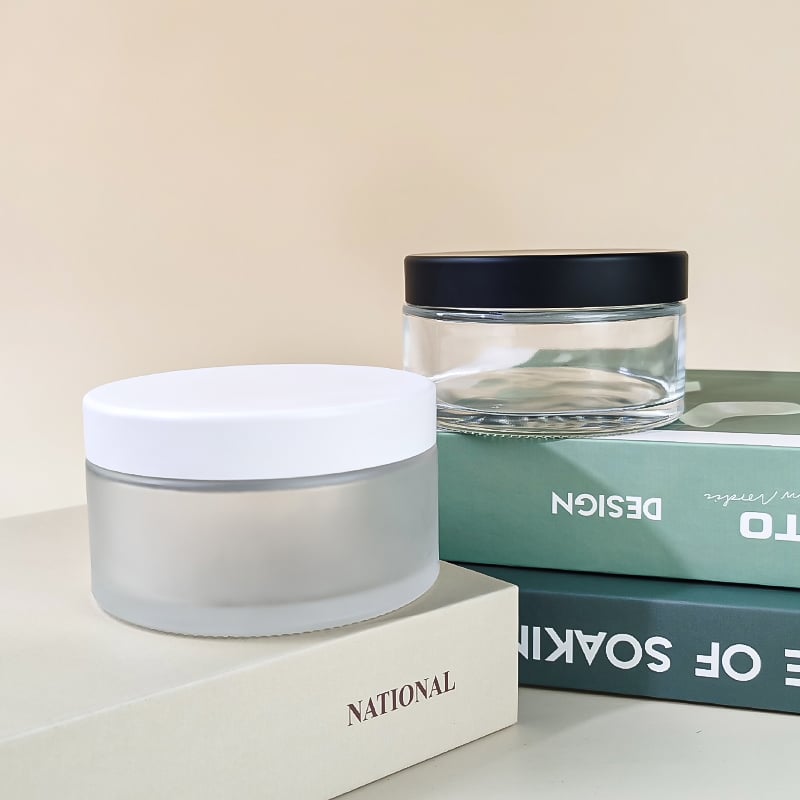 200g 250g Klar Transparent Matte Kosmetikk Glass Rund Beholder Kroppssmør Jern Emulsjon Krem Beholder HY-1904