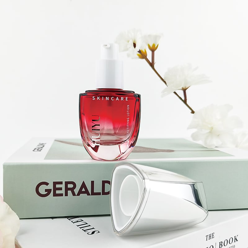 Attractive Red Gradient Face and Eye Cream Glass Jar Set HY-2450