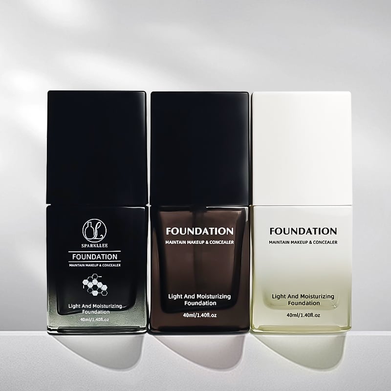 Custom 30ml Black Matte Liquid Foundation Bottle Flat Glass Lotion Bottles with Pump