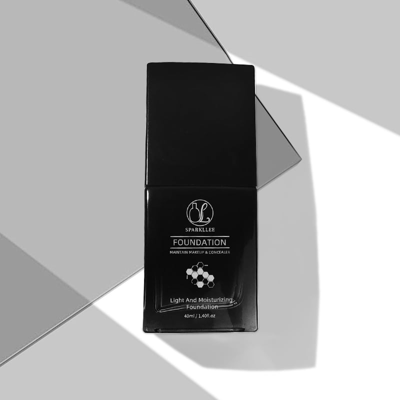 Custom 30ml Black Matte Liquid Foundation Bottle Flat Glass Lotion Bottles with Pump