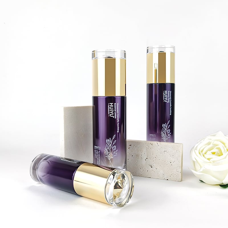 Cosmetic Bottle Manufacturers 5pcs Purple cosmetic glass bottle set HY-2462