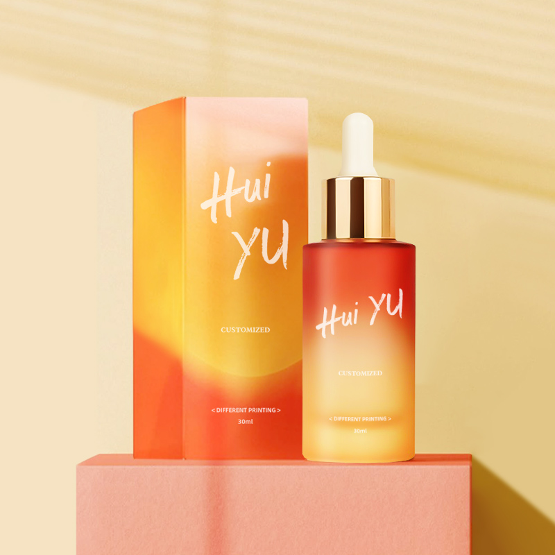 Custom Box 30ml Glass Dropper Bottles Colored Flat Shoulder Screw Childproof Skincare Serum Packaging Frost