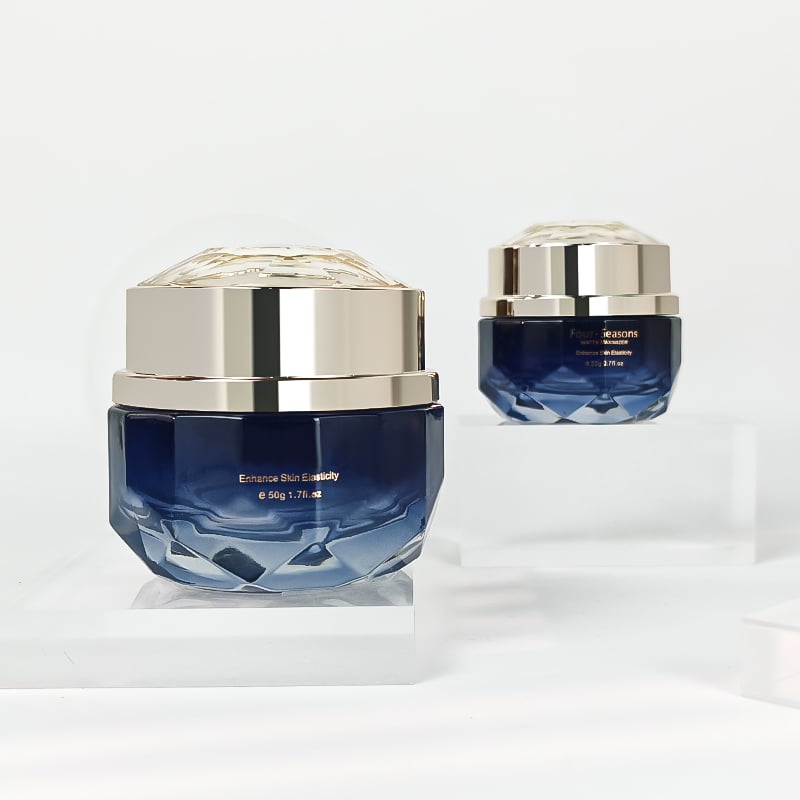 Luxury 30ml 50ml Face Eye Cream Glass Unique Cosmetic Container Jar with Lids and Aluminum Cap