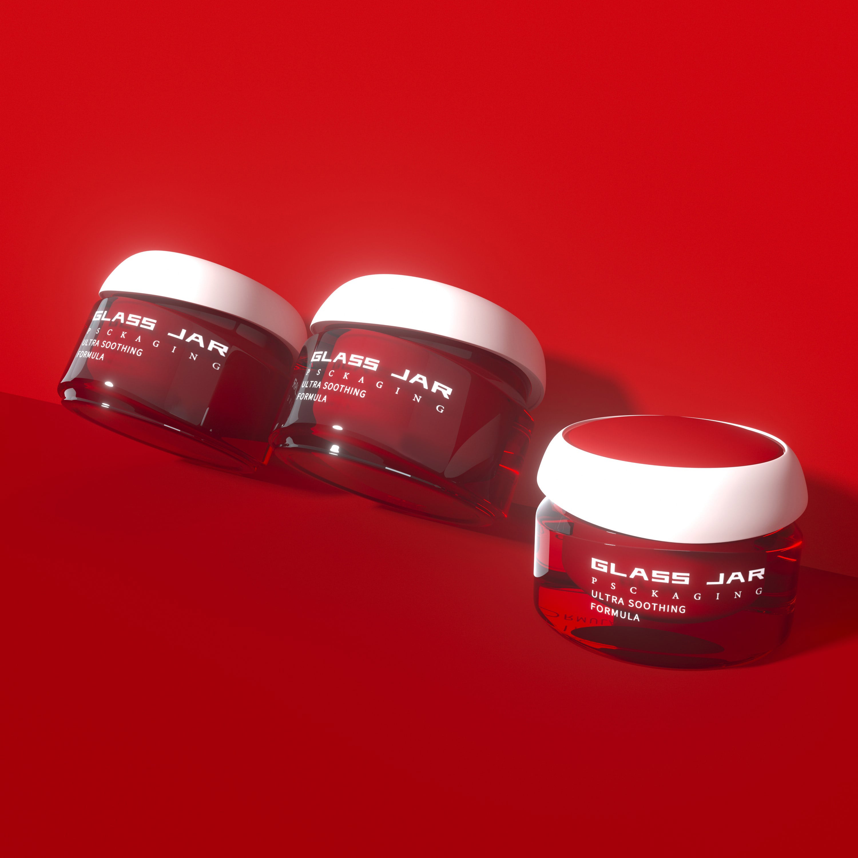 50g 100g Custom Red Glass Cosmetic Cream Container with Lids
