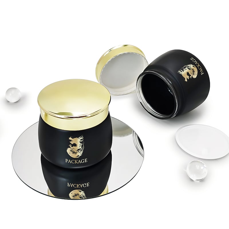 Luxury Gold Black Wide Mouth Skincare Cream Jar with Box HY-1865