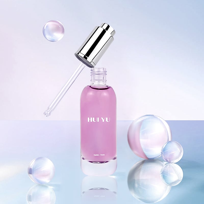 Vente en gros de flacon compte-gouttes en verre avec bouton-poussoir, flacon vide transparent de 15 ml pour sérum avec compte-gouttes