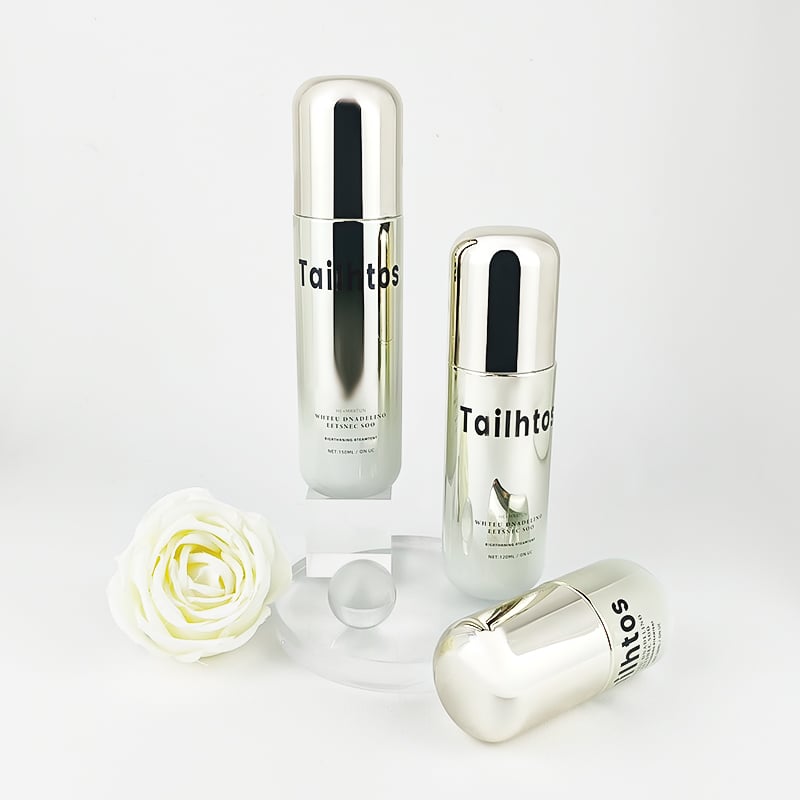 Gold plating luxury glass cosmetic packaging set 100ml 50ml lotion pump bottle sets HY-2458