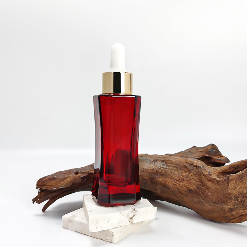Red Unique Luxury Slim Skincare Serum Glass Bottle with Dropper HY-1907