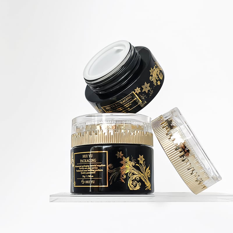 Black Gold Luxury Skin Care Cream Glass Jar 50g 30g Cosmetic Eye Cream Face Cream Containers With