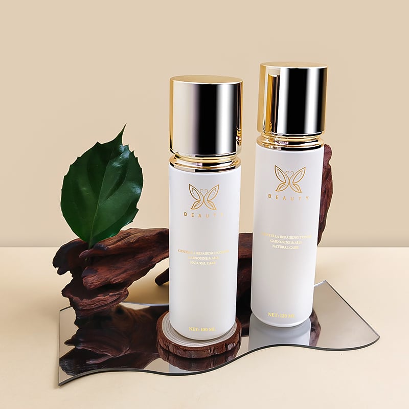 Gold Cap White Luxury Cosmetics Glass Bottle Set HY-2439