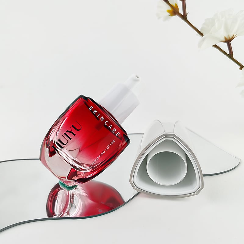 Attractive Red Gradient Face and Eye Cream Glass Jar Set HY-2450