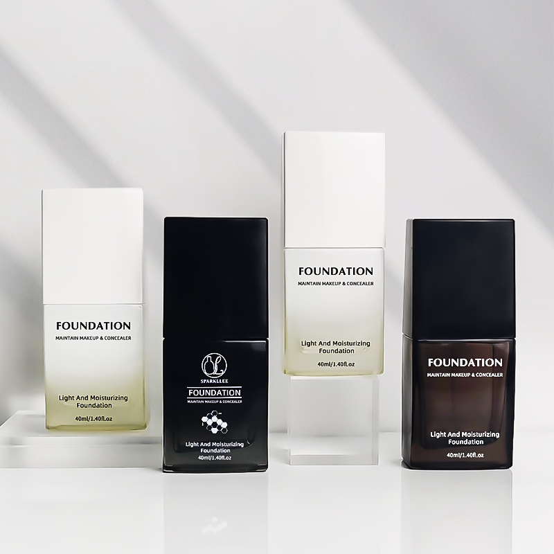 Custom 30ml Black Matte Liquid Foundation Bottle Flat Glass Lotion Bottles with Pump