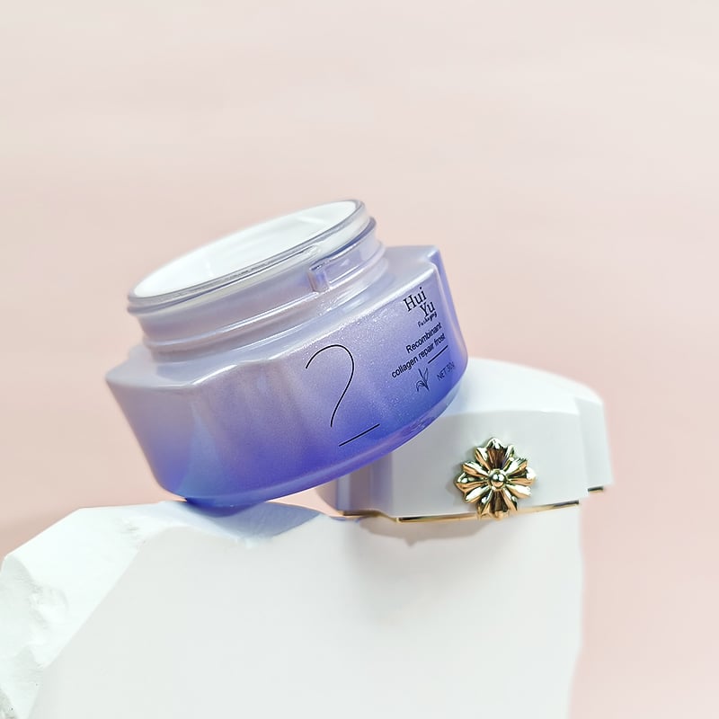 New arrival and design irregular purple pink glass cosmetic cream and lotion bottles HY-2463