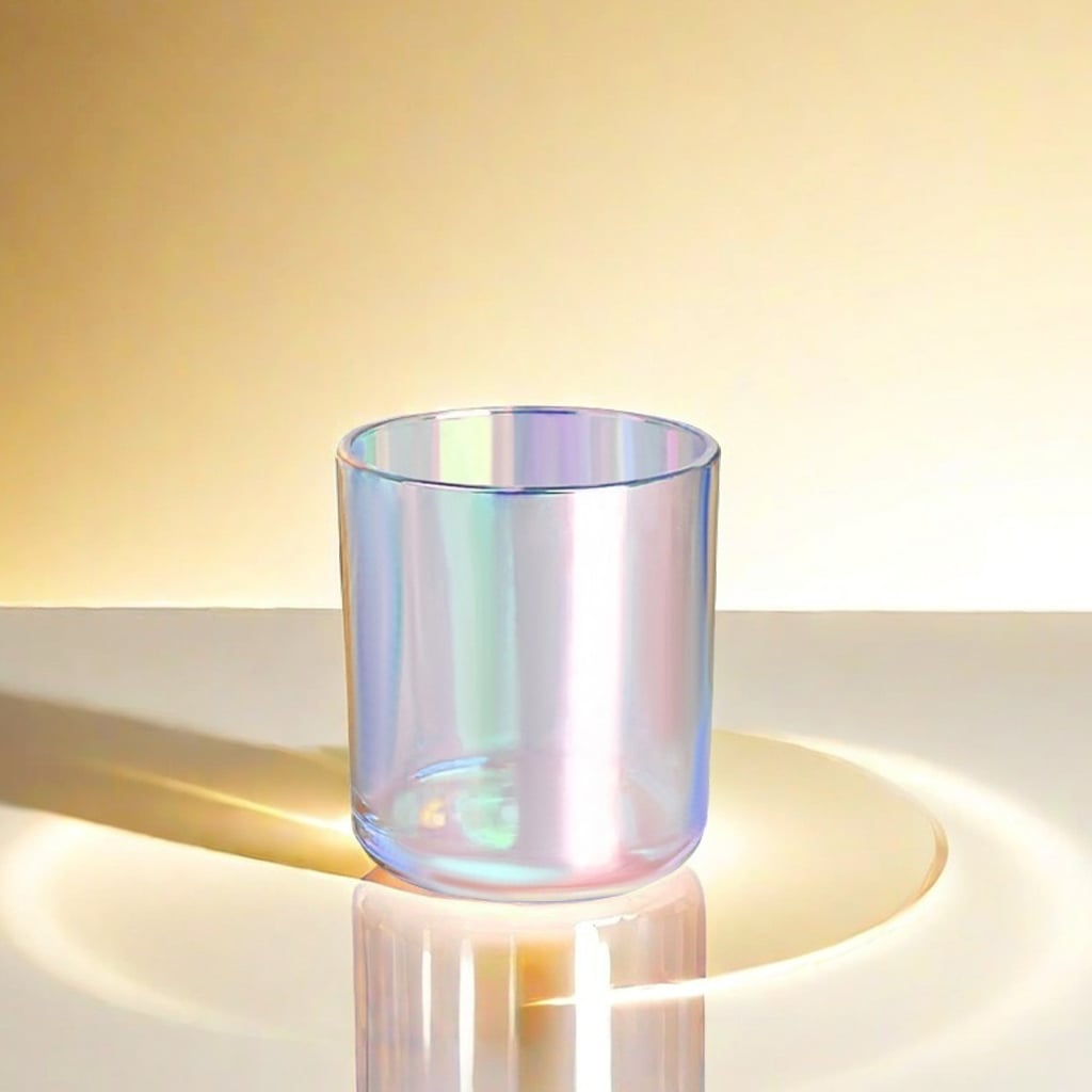 High quality wholesale Christmas 10oz unique luxury iridescent empty glass candle jars