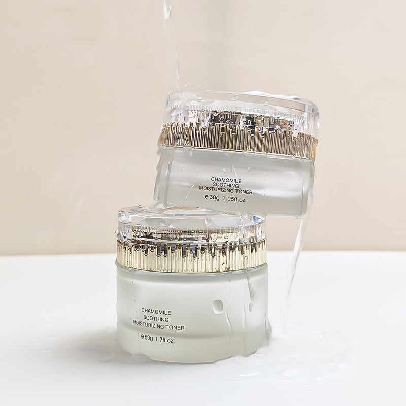 30g 50g Custom Printed Hot Stamping White Gold Cream Jar with Crown Cap for Cosmetics Skin Care Cream Glass Bottle