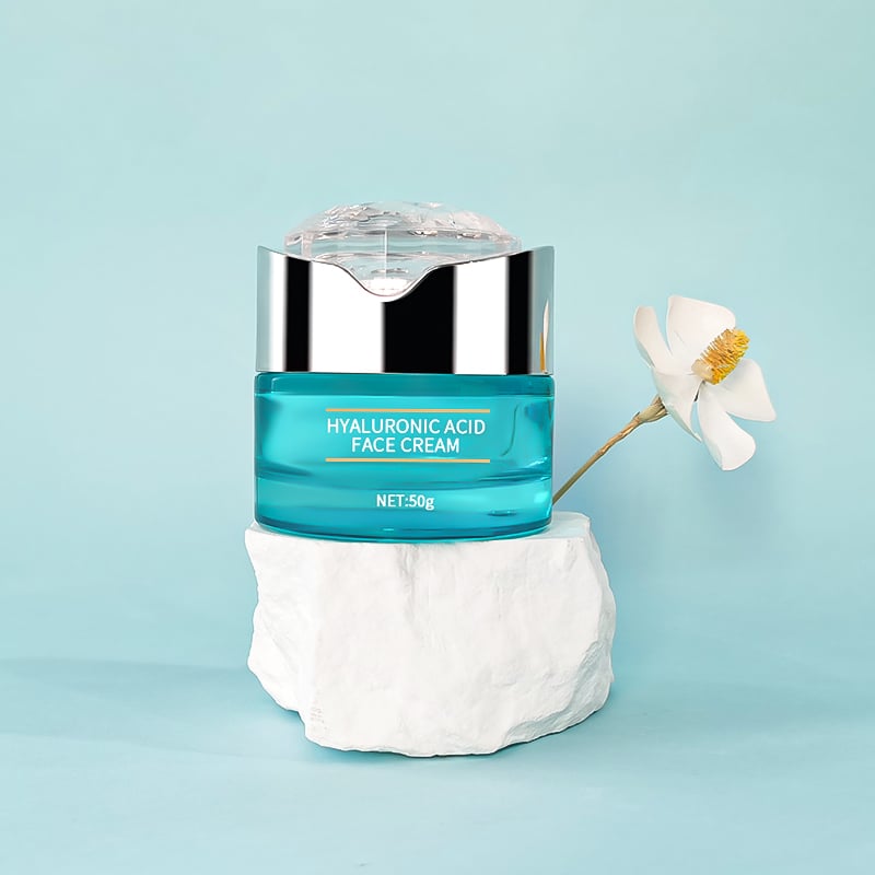 Blue Transparent Glass Skin Care Facial Cream Jar with Lids HY-2442