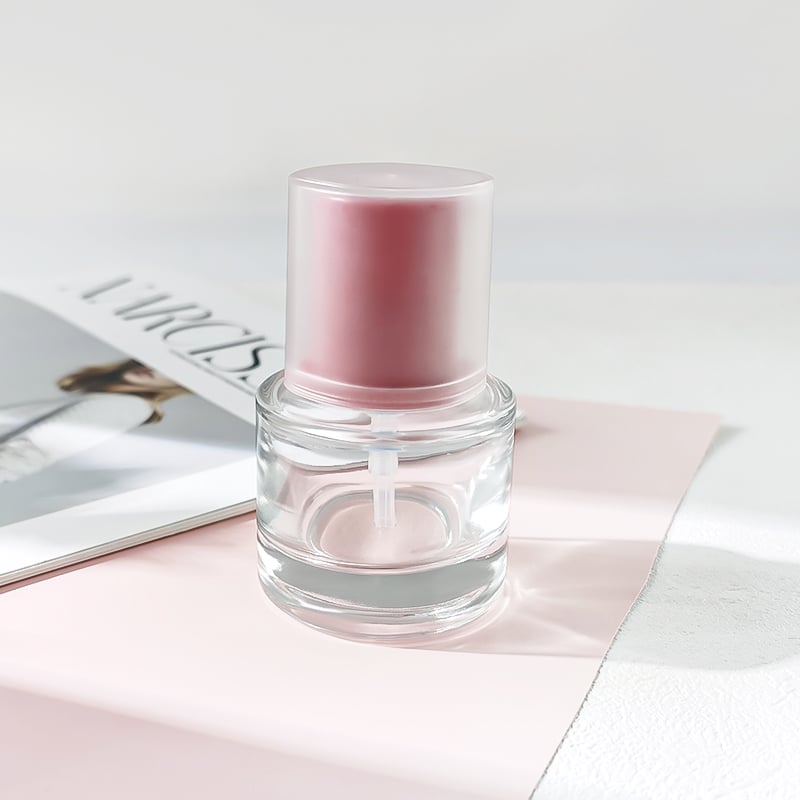 Cosmetic Glass Packaging 30ml Transparent Round Glass Pump Bottle for Foundation and Lotion