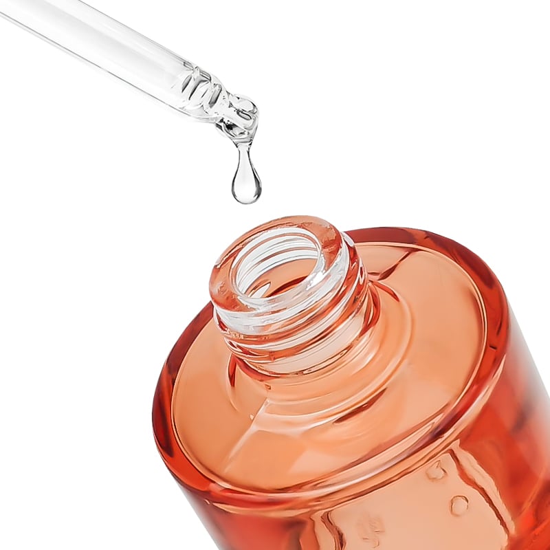 Flacon compte-gouttes en verre OEM personnalisé de 40 ml, surface transparente, pour étiquette privée, sérum pour soins de la peau, emballage en boîte avec bouchons dorés