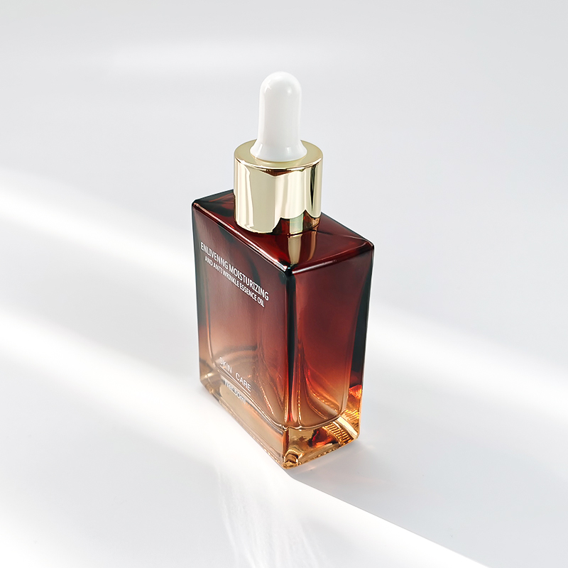 Custom Color Square 120ml 50ml 30ml Amber Glass Essential Oil Dropper Bottle HY-1902