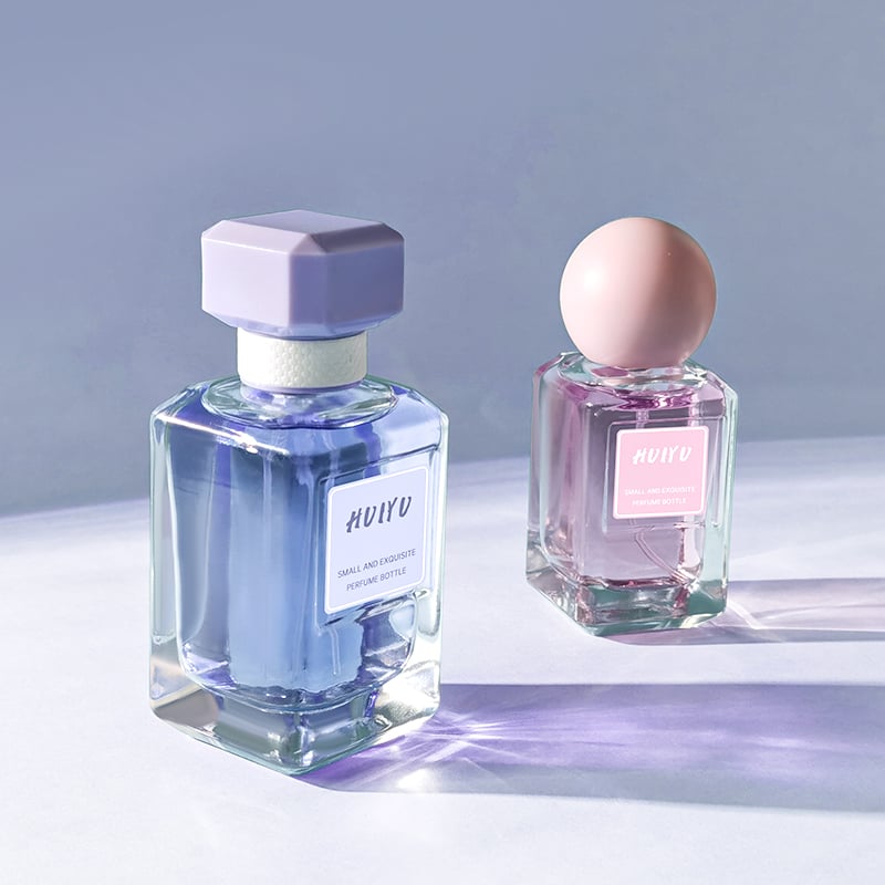 Empty Custom Logo Perfume Packaging Square Refillable 30 ml 50 ml Pink Glass Perfume Bottles